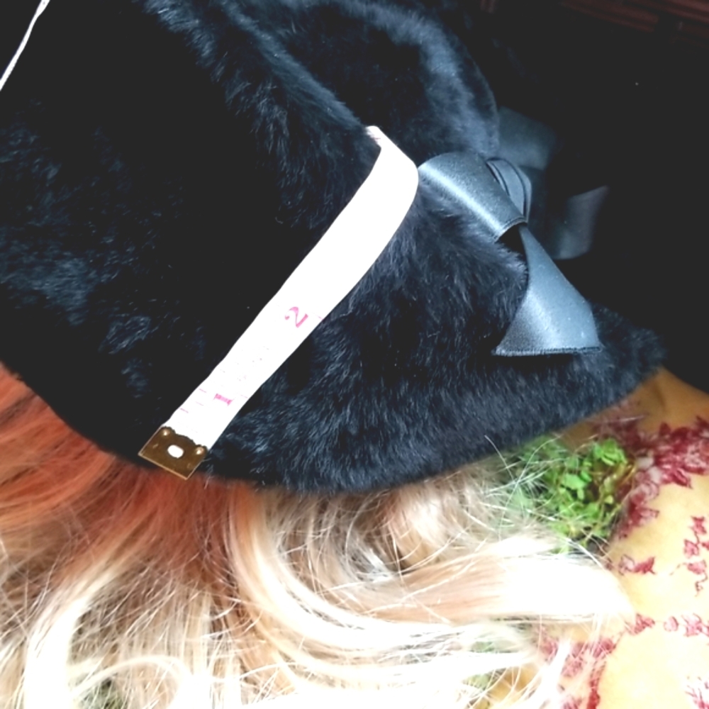 60's MISS DIOR Christian Black Fur Angora Adorable Pillbox Union Elegant Hat EVC - Picture 9 of 16